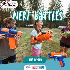 Nerf Battles - Gear up for the ultimate test of strategy and agility! Navigate throughout the grounds, dodging foam darts, and working with your team to claim victory in our high-energy Nerf Battles.